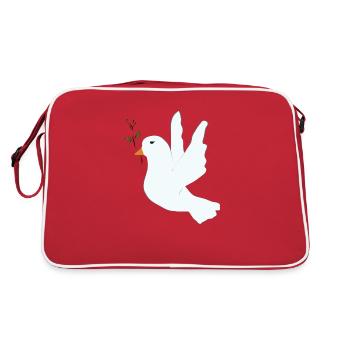 Dove of peace with olive branch - Retro Bag - red/white - Back