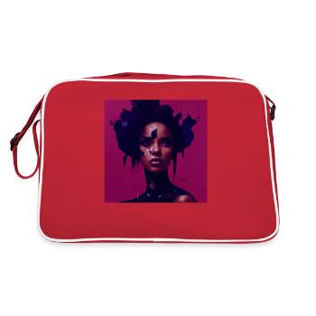 Beaux motifs de portrait africain femme noir rouge - Sac Retro - rouge/blanc - Dos