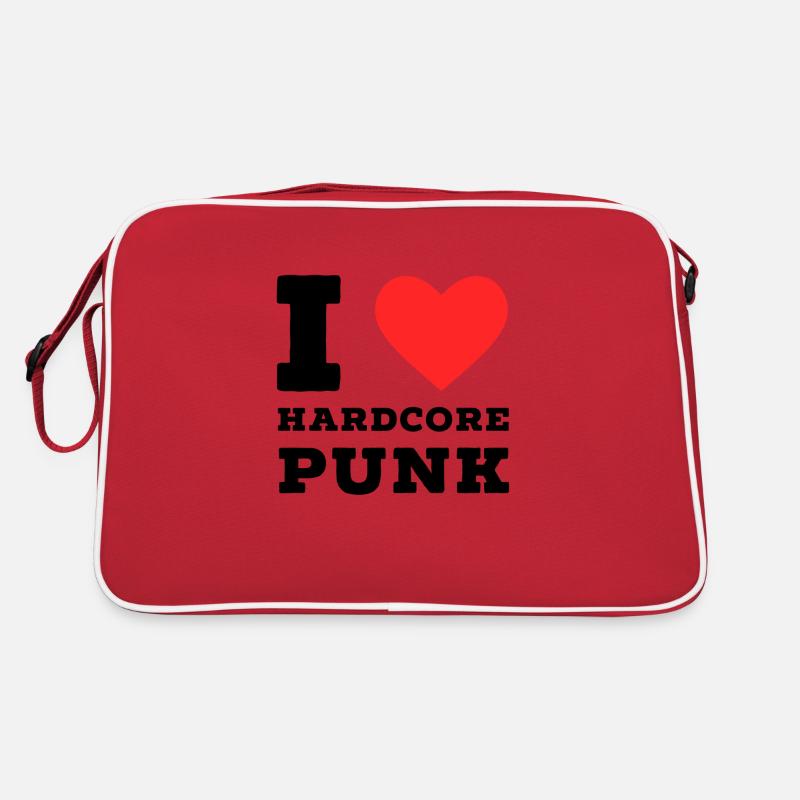 Ich liebe Hardcore Punk - Retro Tasche - Rot/Weiß