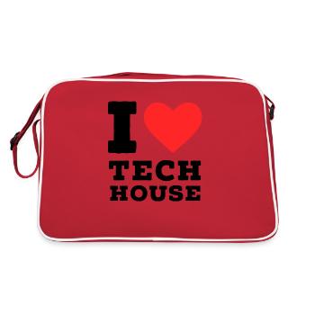 Ich liebe Tech House - Retro Tasche - Rot/Weiß - Hinten