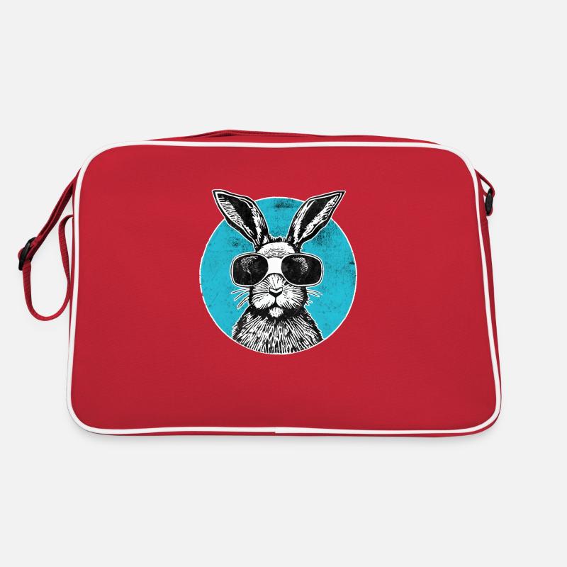Hase mit Brille auf der Nase Retro Tasche