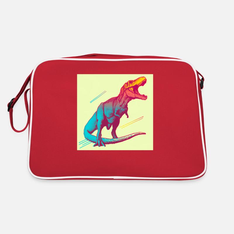 T-Rex Bunt - Retro Tasche - Rot/Weiß