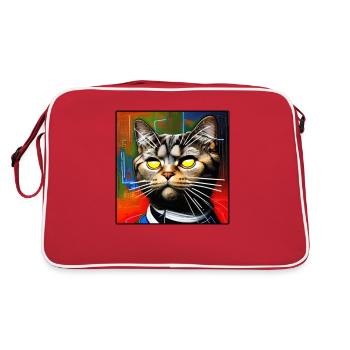 Coole Katze 5 - Retro Tasche - Rot/Weiß - Hinten