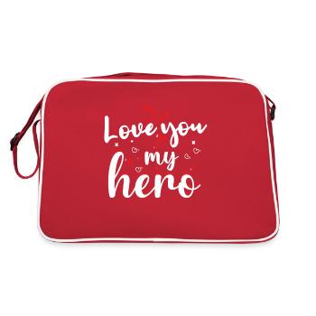 love you my hero - Retro Tasche - Rot/Weiß - Hinten