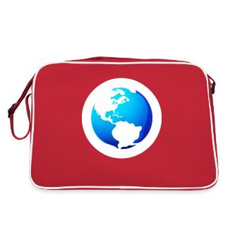 Süße Cartoon Darstellung des Planeten Erde 13 - Retro Tasche - Rot/Weiß - Hinten