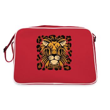 Löwe im Safari-Design - Retro Tasche - Rot/Weiß - Hinten