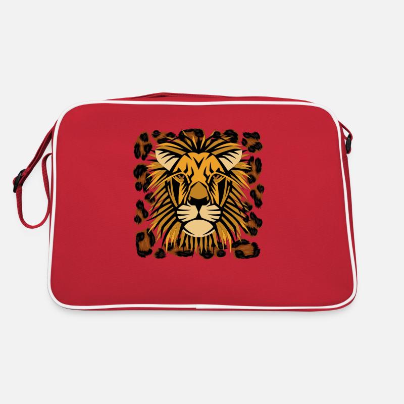 Löwe im Safari-Design - Retro Tasche - Rot/Weiß