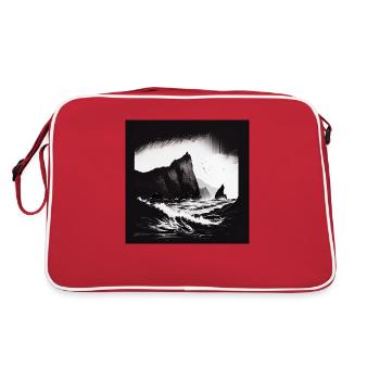 rough sea with cliffs - Retro Bag - red/white - Back