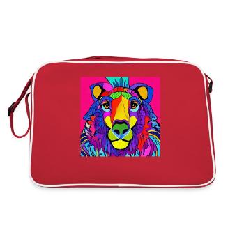Lion, abstrait - Sac Retro - rouge/blanc - Dos
