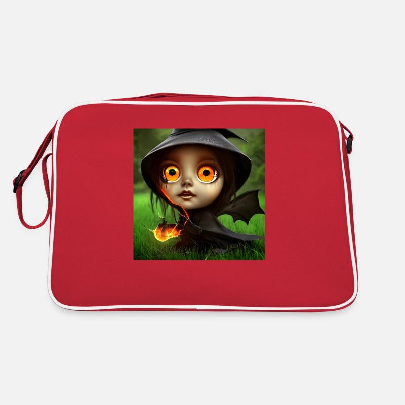 Cute witch with fire eyes Retro Bag