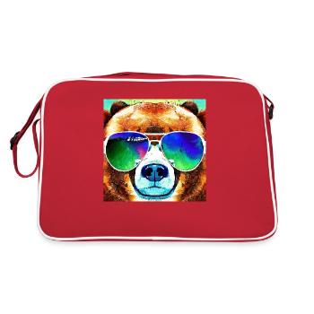 Ours cool avec lunettes d’aviateur - Sac Retro - rouge/blanc - Dos