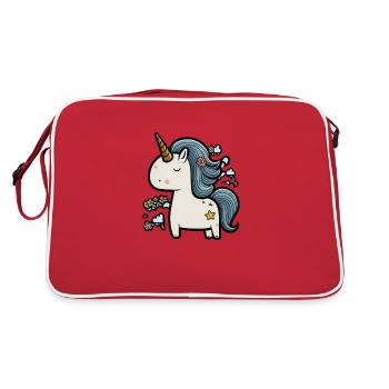 Putziges Einhorn im Cartoon-Style - Retro Tasche - Rot/Weiß - Hinten