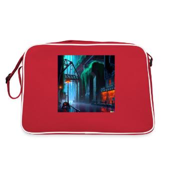 City in the future digital art - Retro Bag - red/white - Back