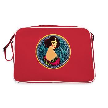 Woman Badge ArtNouvaue 15 - Retro Tasche - Rot/Weiß - Hinten