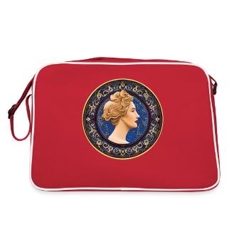 Woman Badge ArtNouvaue 12 - Retro Tasche - Rot/Weiß - Hinten