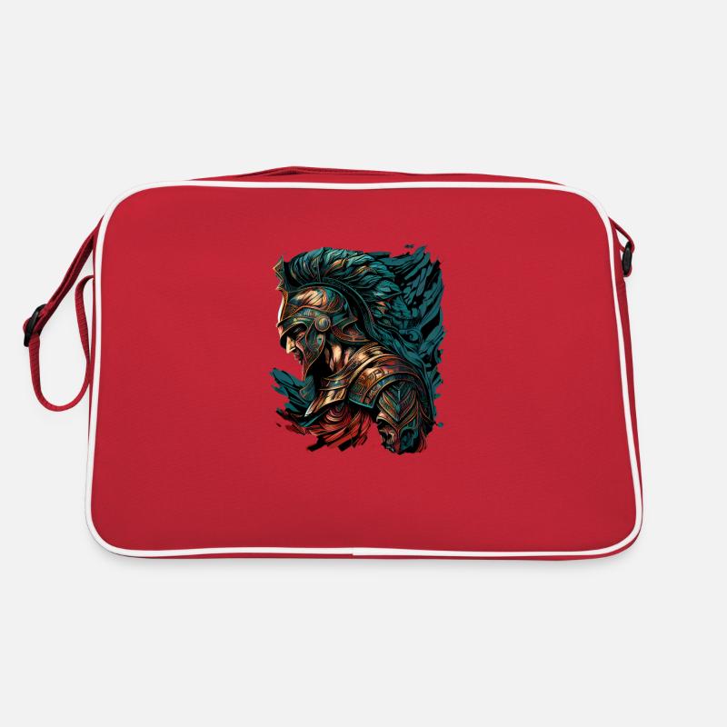 Spartanischer Krieger - Retro Tasche - Rot/Weiß