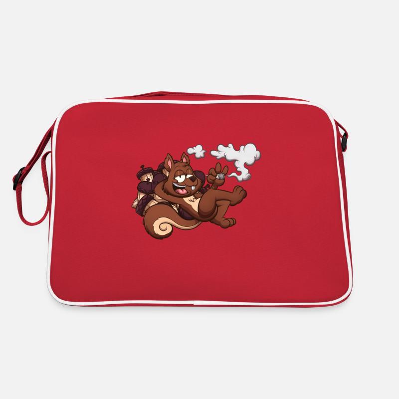 Eichhörnchen, das einen Joint raucht Retro Tasche