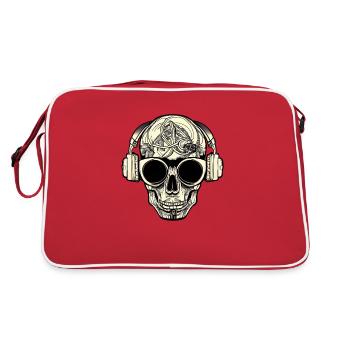 Crâne avec écouteurs et lunettes de soleil - Sac Retro - rouge/blanc - Dos