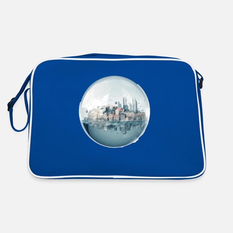 Stadt im Meer - Häuser in einer Glaskugel Retro Tasche