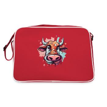 Comic Cow Caricature - Retro Bag - red/white - Back