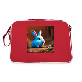 Cute Rabbit in the Cave - Retro Bag - red/white - Back