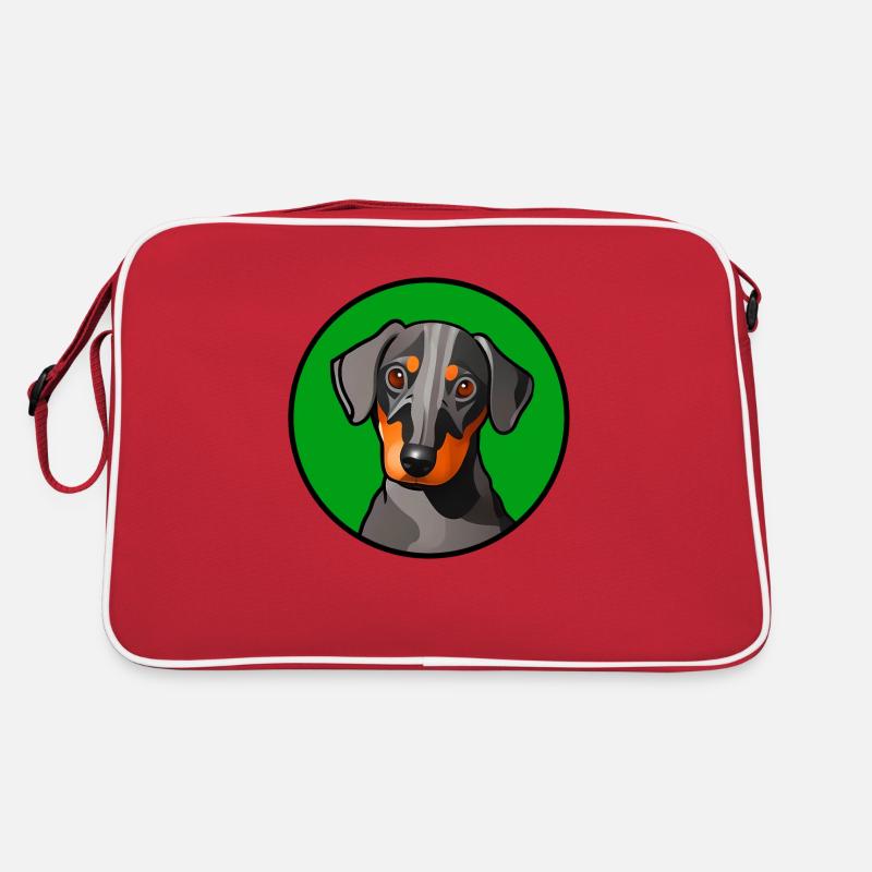 Motif graphique Dachshund Design dans le cercle vert - Sac Retro - rouge/blanc