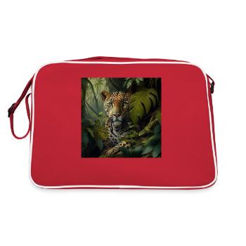 Leopard in nature - Retro Bag - red/white - Back