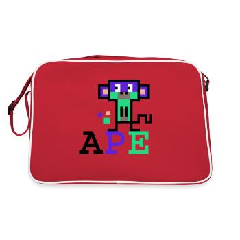 Krypto-Affe 2 - Retro Tasche - Rot/Weiß - Hinten
