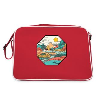 Paysage de campagne - Sac Retro - rouge/blanc - Dos
