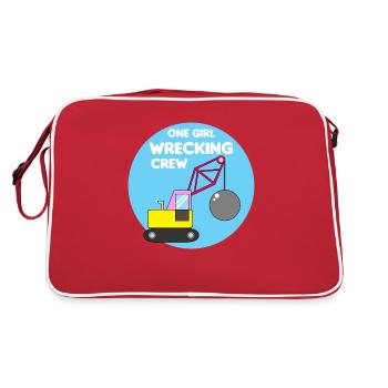 Excavator Construction Site Construction Worker Girl I Gift - Retro Bag - red/white - Back