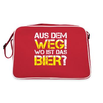 Lustiges Mallorca AUS DEM WEG WO IST DAS FREIBIER? - Retro Tasche - Rot/Weiß - Hinten