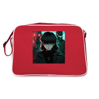 Demoiselle dystopique: femme en noir de style anime - Sac Retro - rouge/blanc - Dos