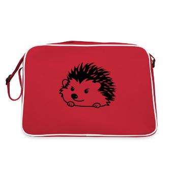 Hedgehog Forest Prickly Animal - Retro Bag - red/white - Back