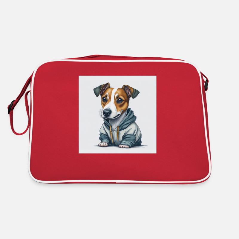 Jack Russel Terrier - Retro Tasche - Rot/Weiß