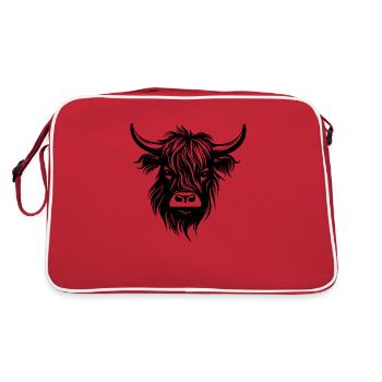 Schottische Highland Kuh - Retro Tasche - Rot/Weiß - Hinten