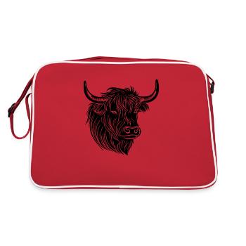 Schottische Highland Kuh - Retro Tasche - Rot/Weiß - Hinten