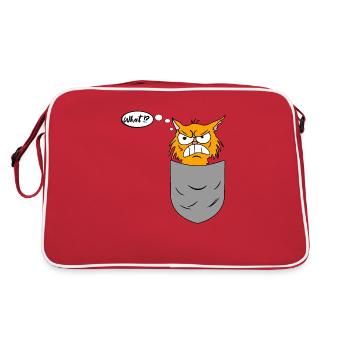 Chat agaçant dans la poche de poitrine - Sac Retro - rouge/blanc - Dos