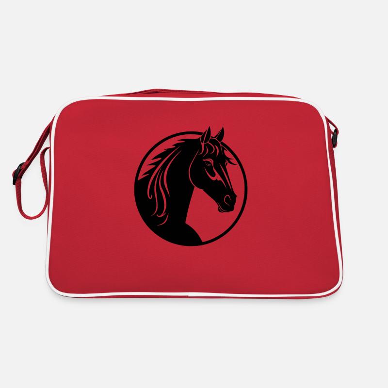 Pferd Pferdekopf Pony - Retro Tasche - Rot/Weiß
