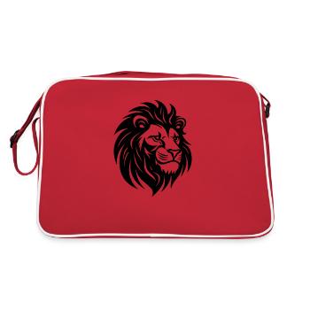Löwe Löwenkopf Raubtier - Retro Tasche - Rot/Weiß - Hinten