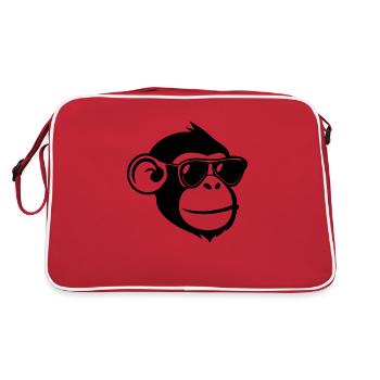 Affe Affen Affengesicht Dschungel - Retro Tasche - Rot/Weiß - Hinten
