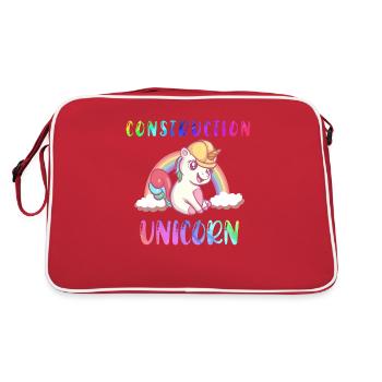 Excavator Construction Site Construction Worker Girl I Gift - Retro Bag - red/white - Back