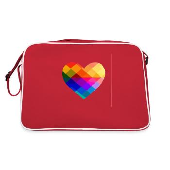Geometrisches Herz in den Farben des LGBT-Regenbogens - Retro Tasche - Rot/Weiß - Hinten