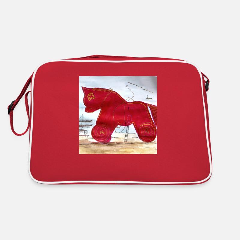 Trojanisches Pferd - Retro Tasche - Rot/Weiß