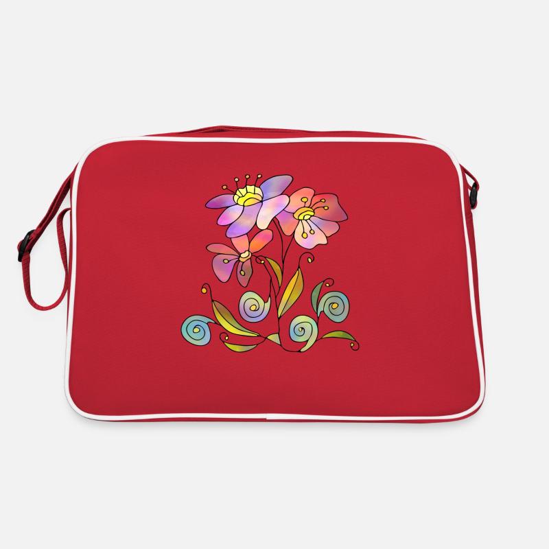 Blumen - Retro Tasche - Rot/Weiß