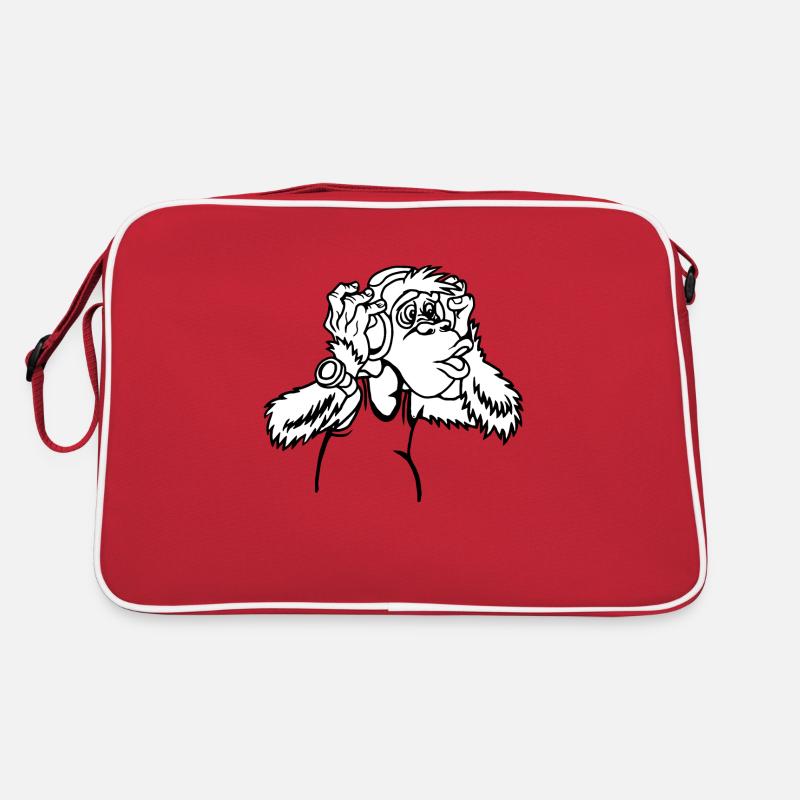 Valeewear - Un singe joyeux avec des écouteurs - Sac Retro - rouge/blanc