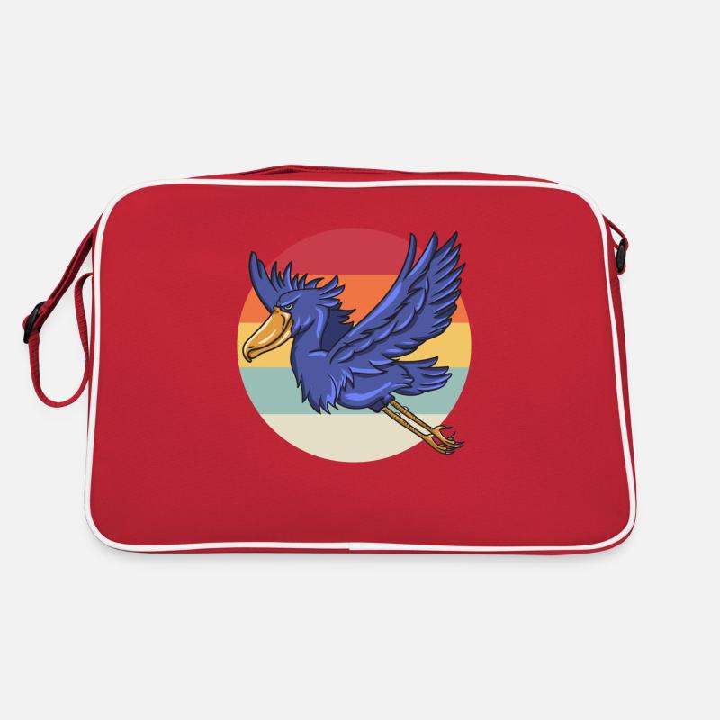 Schuhschnabel Vogel Ornithologe Wald I Geschenk - Retro Tasche - Rot/Weiß