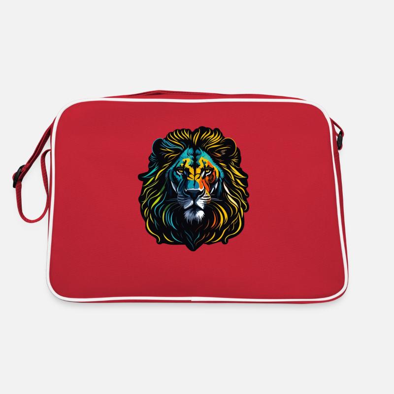 Gemalter Löwe - Retro Tasche - Rot/Weiß