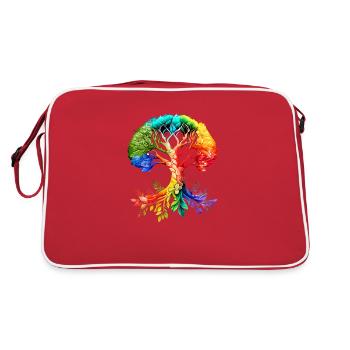Lebensbaum Baum des Lebens Meditation Yoga - Retro Tasche - Rot/Weiß - Hinten