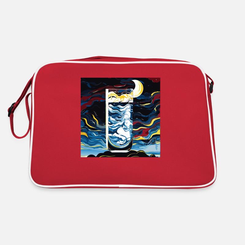 Sternenhimmel durch Glas (Kunstwerksammlung) - Retro Tasche - Rot/Weiß