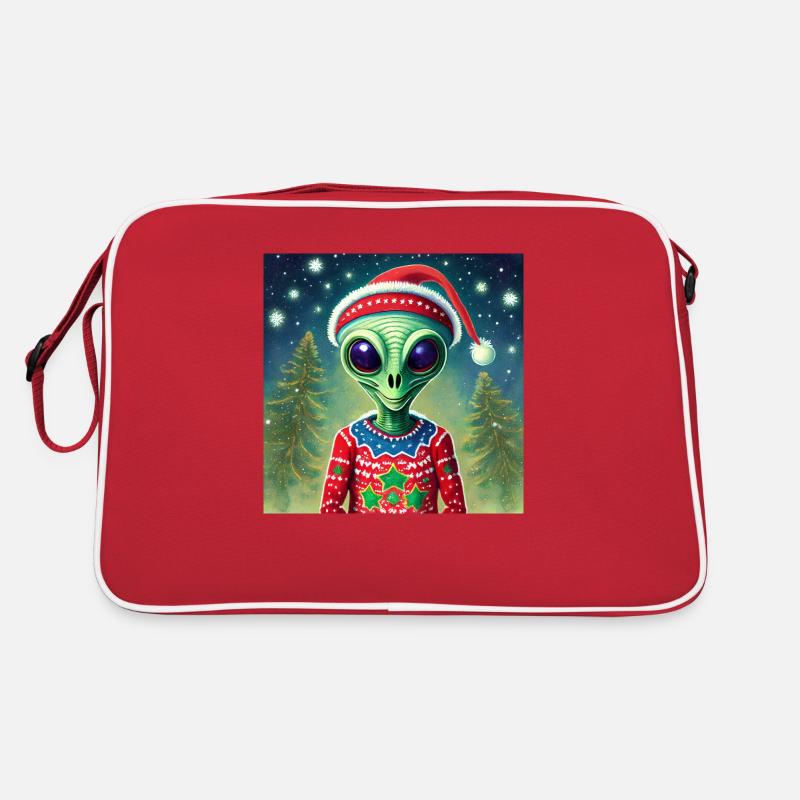 Alien trägt einen hässlichen Weihnachtspullover Retro Tasche